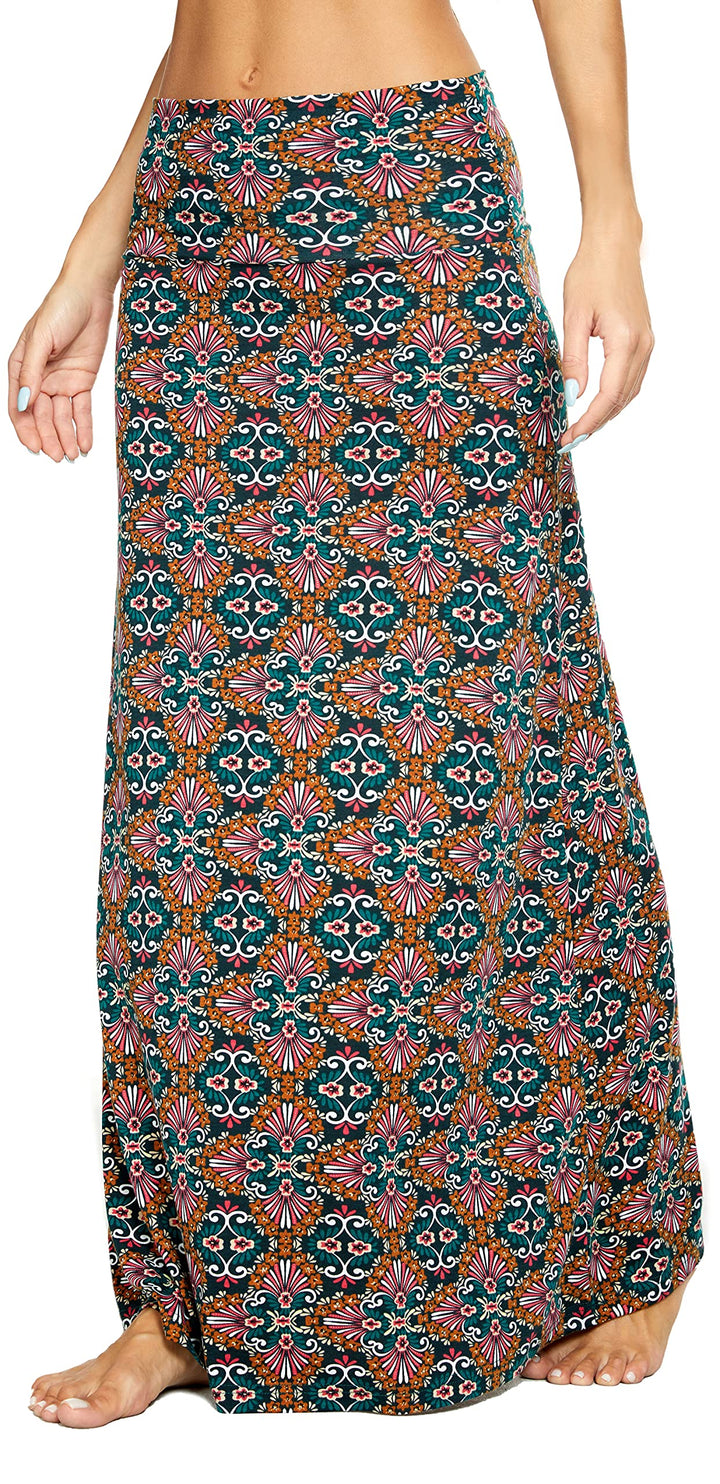 Damen Boho Lang Rock Weicher Dehnbarer Maxirock L 11, L 11