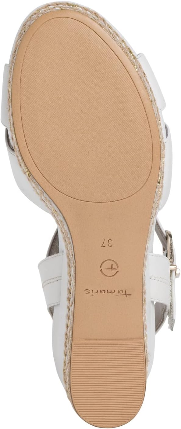 Tamaris Damen Sandalette 1-1-28001-20 39 EU White Leather, 39 EU White Leather