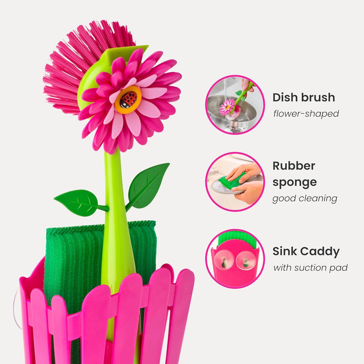 Vigar Flower Power Spülset Korb pink