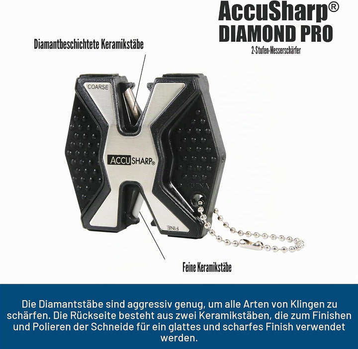 AccuSharp Messerschärfer Sharp and Easy Diamant Pro Rutschfester, Silber, ACCU-017C, Silber