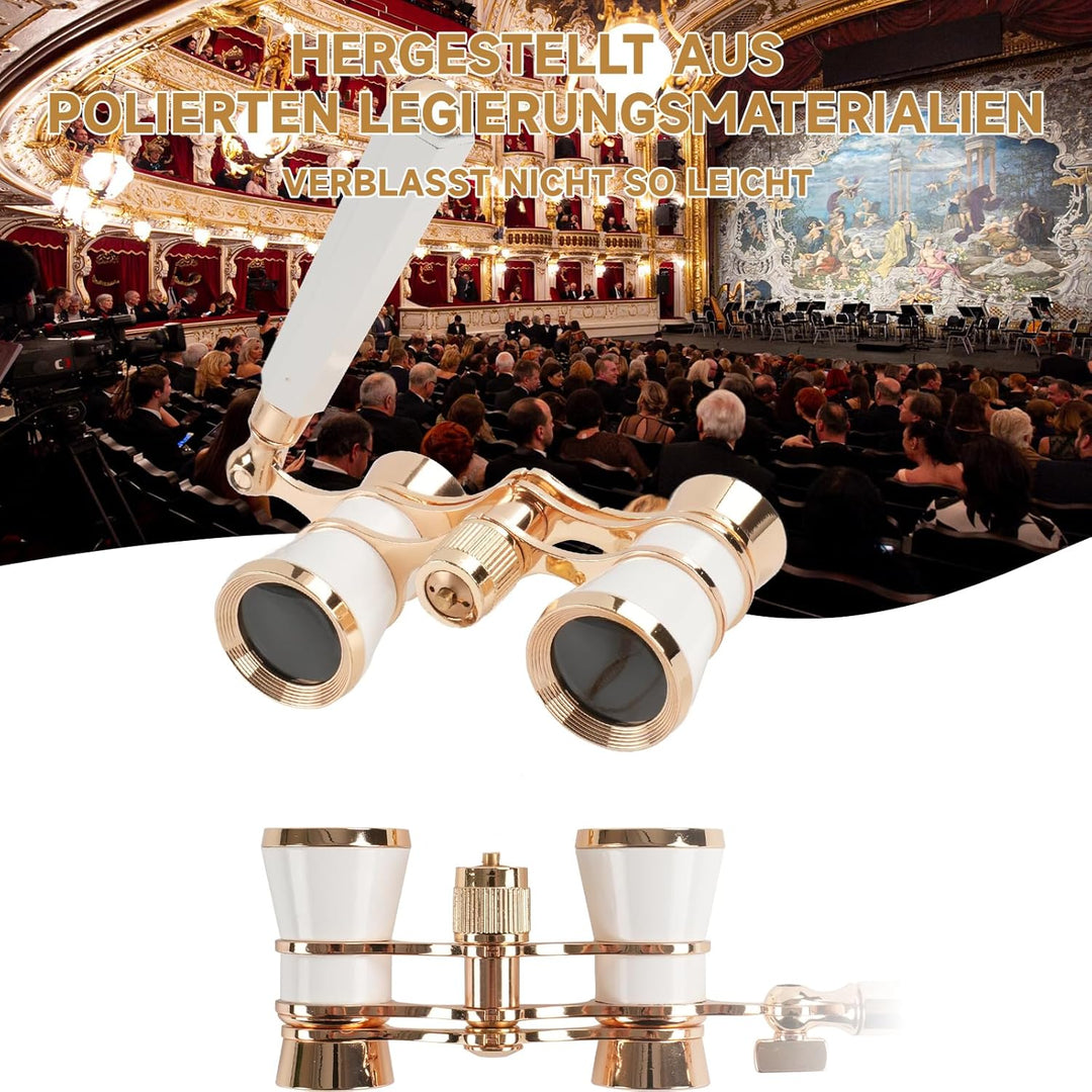 Faltbares Opernglas 3x25 Theaterglas für Damen und Mädchen, Tragbares Fernglas mit Metallkette & Auf