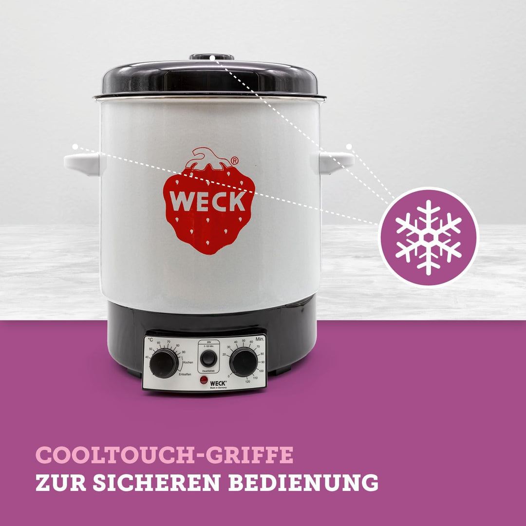WECK Einkochautomat WAT 15 (Einkochtopf emailliert, mit Thermostat, mit Zeitschaltuhr, 29 Liter), Si