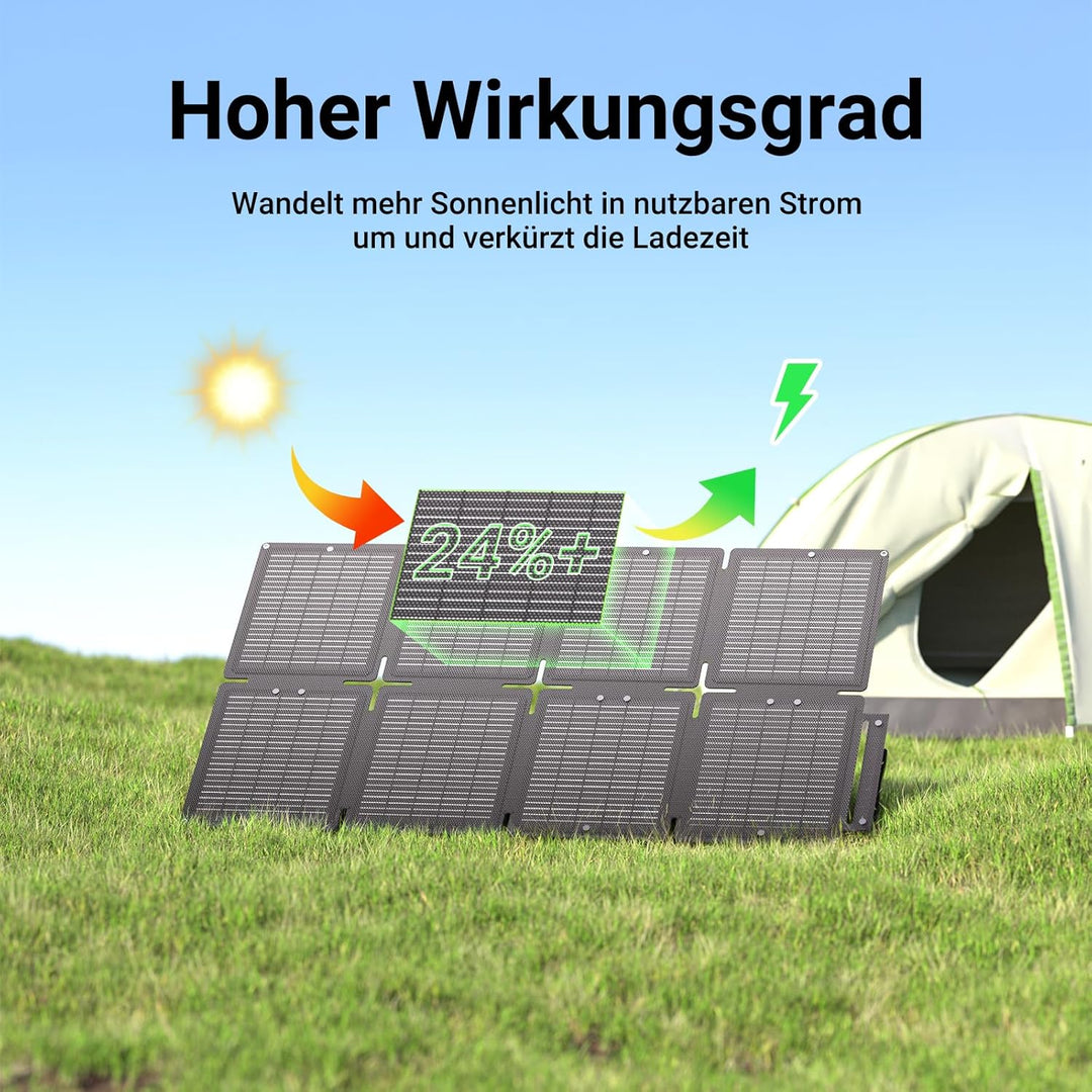 60W Solarpanel Faltbar, Tragbares Outdoor Solar Ladegerät IP67 Wasserdichtes mit 3 Anschlüsse (USB-C