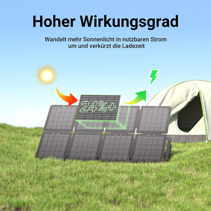 60W Solarpanel Faltbar, Tragbares Outdoor Solar Ladegerät IP67 Wasserdichtes mit 3 Anschlüsse (USB-C