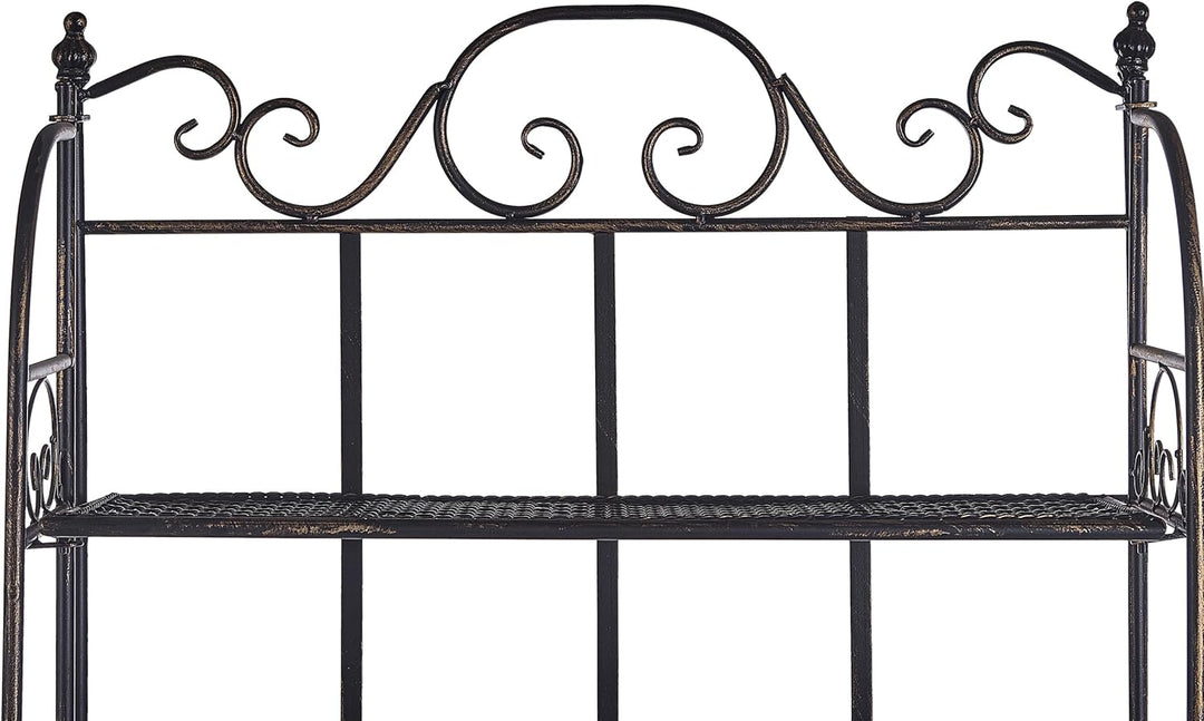 Vielseitiges Gartenregal in Schwarz aus Metall mit 4 Ablageflächen Isernia
