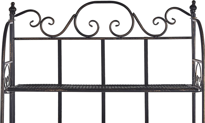 Vielseitiges Gartenregal in Schwarz aus Metall mit 4 Ablageflächen Isernia