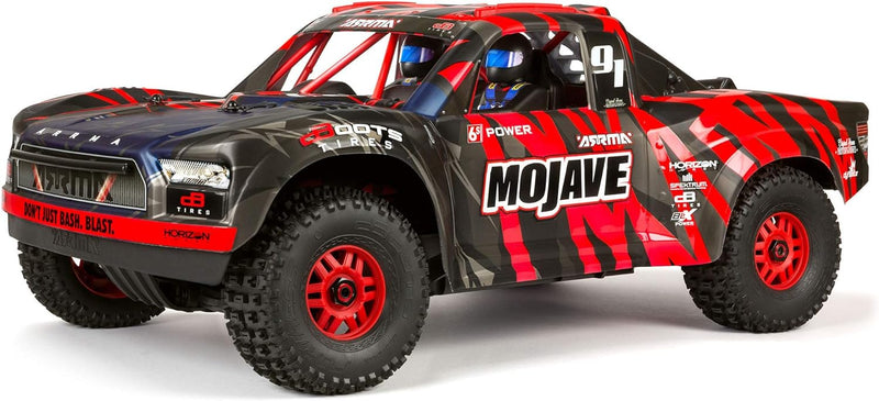 ARRMA RC Truck 1/7 MOJAVE 6S V2 4WD BLX Desert Truck mit Spektrum Firma (Ready-to-Run), Rot/Schwarz,