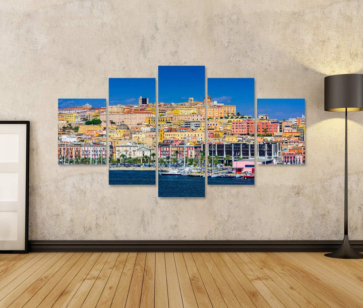 islandburner, Bild Bilder auf Leinwand Cagliari Sardinien Italien Küstenskyline am Mittelmeer Wandbi