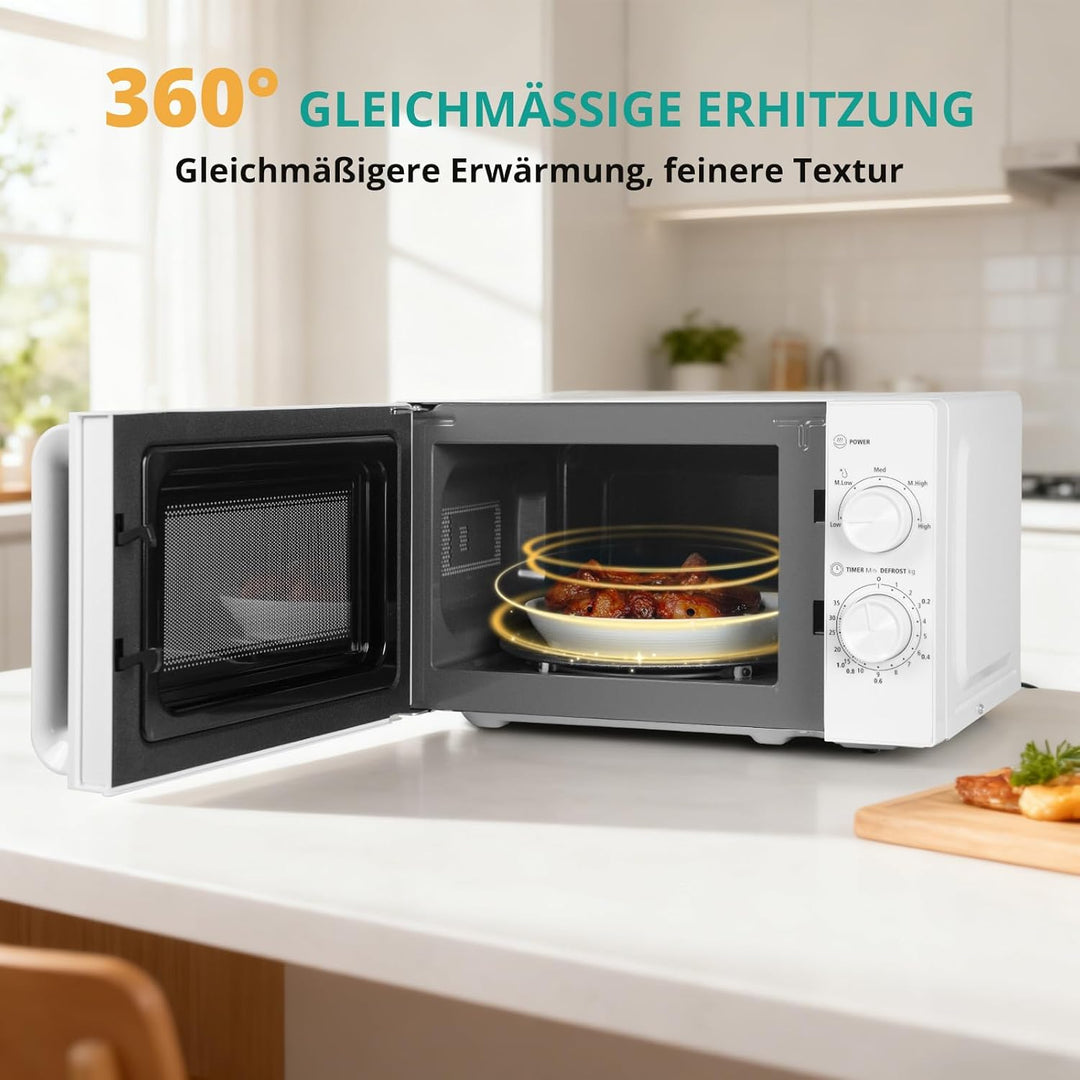 SMETA Mikrowelle 20L, 700W, Mikrowelle Klein, 5 Leistungsstufen, Auftaufunktion nach Zeit und Gewich