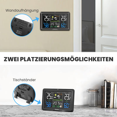 Newentor Wetterstation Funk mit Aussensensor - 3 Einstellbare Helligkeit - Funkwetterstation mit Wet