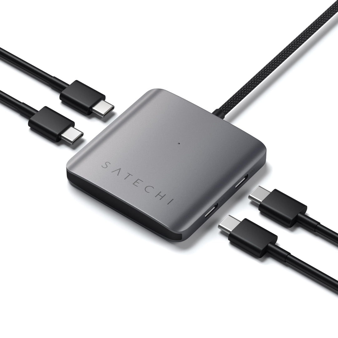 SATECHI USB-C Hub 4-in-1 Multiport Adapter, 100W PD Ladefunktion, USB 3.2 10-Gbit/s-Datenanschlüsse,