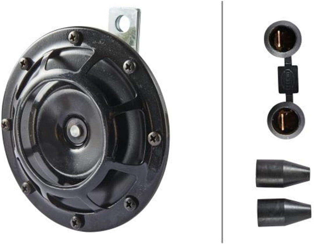 HELLA - Horn - B133 - 12V - 118dB(A) - Frequenzbereich: 375/500Hz - Starkton - Gehäusefarbe: schwarz