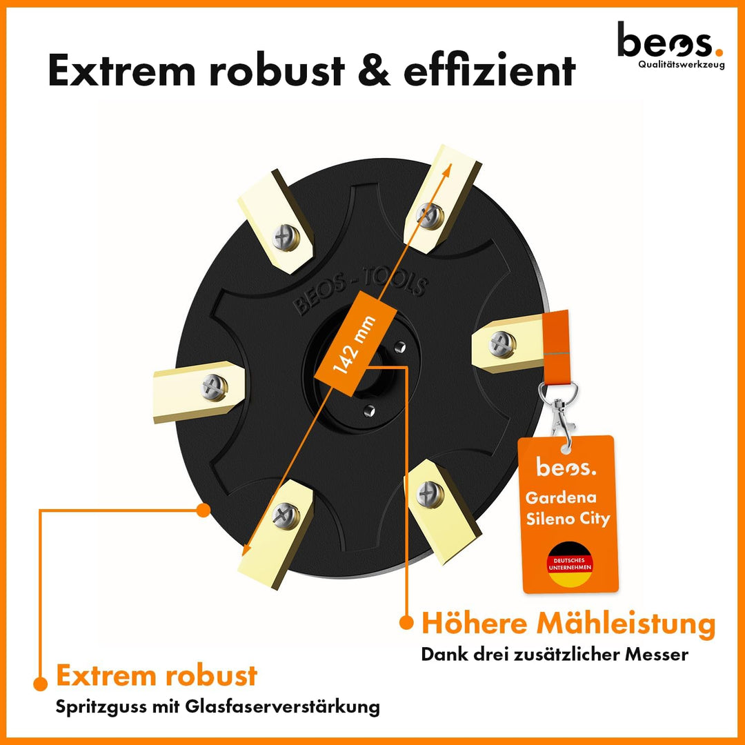 BEOS® Premium Mähroboter Tuning - Drehscheibe kompatible mit Gardena City - Messerteller für 6X Klin