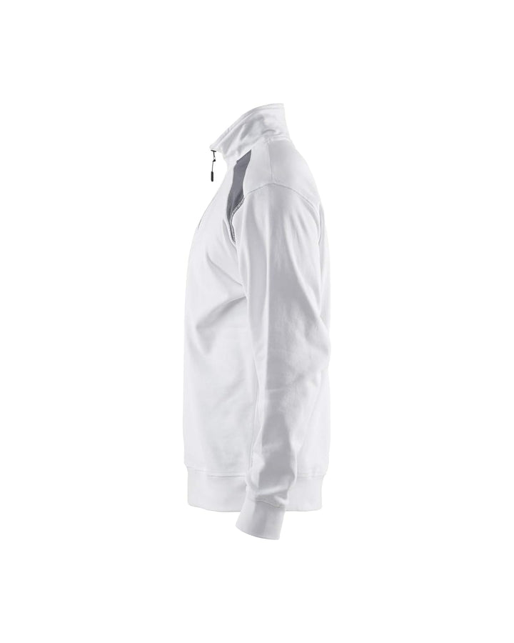 Blaklader 335311581094XS Sweater mit Half-Zip 2-Farbig, Weiss/Grau, Grösse XS