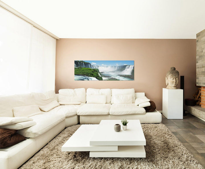 Paul Sinus Art Panoramabild auf Leinwand und Keilrahmen 150x50cm Südamerika Wasserfälle Himmel Natur
