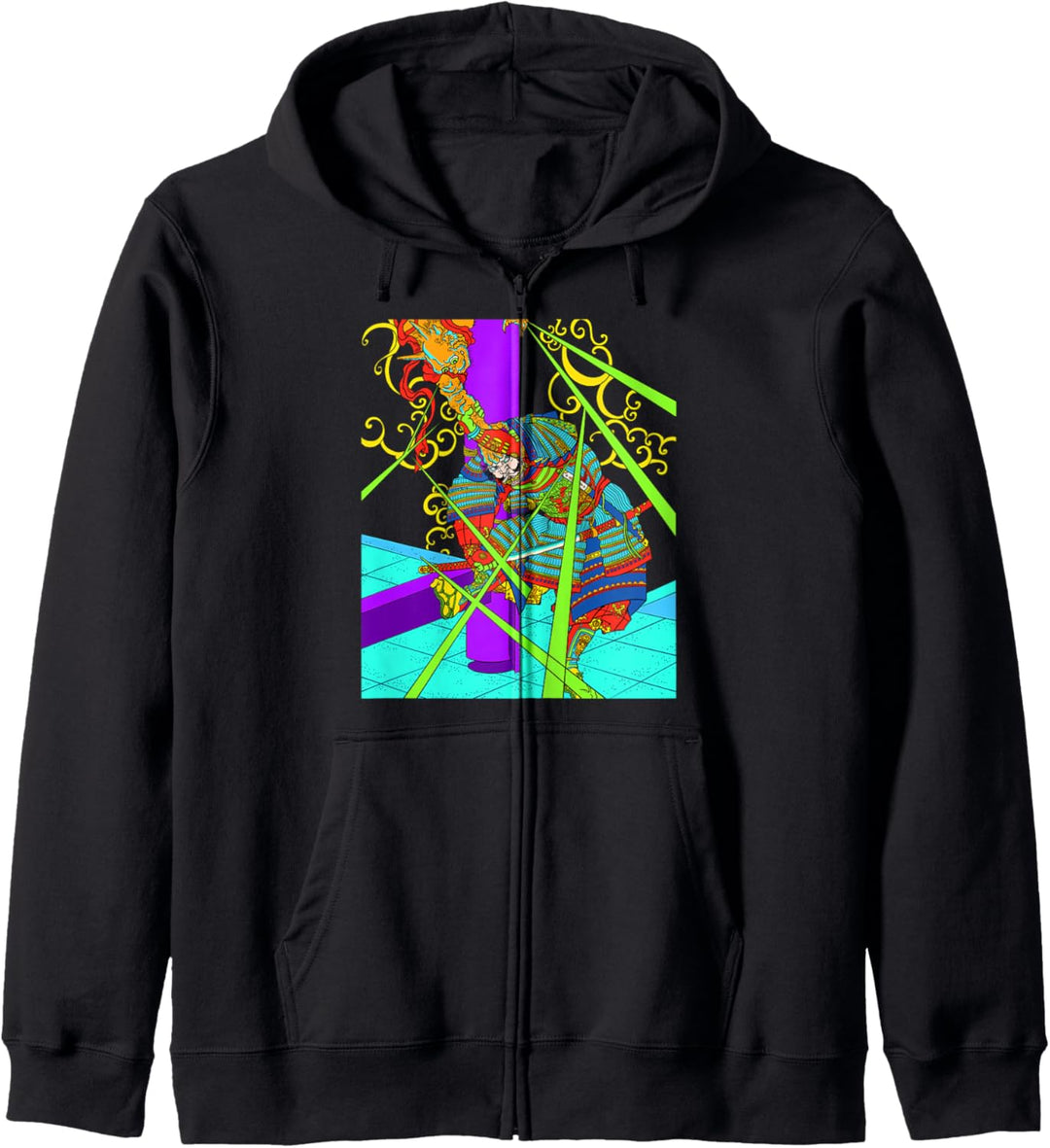 Samurai Ogre Monster Ukiyo-e japanischen Laserstrahl Kapuzenjacke