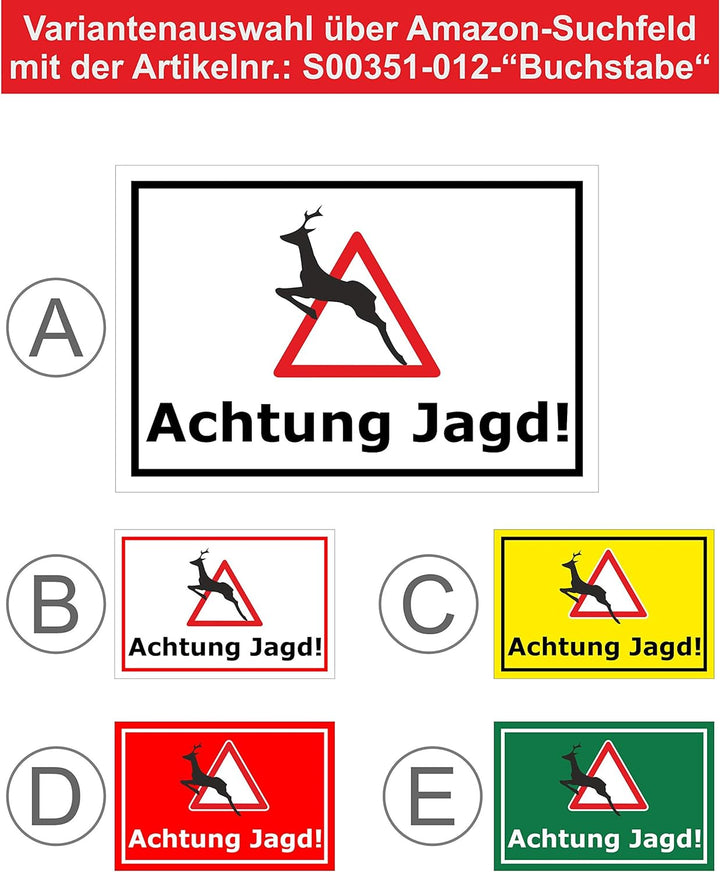 Melis-Folienwerkstatt Schild Achtung Jagd - 60x40cm - Bohrlöcher - 3mm Aluverbund – 20 VAR S00351-01