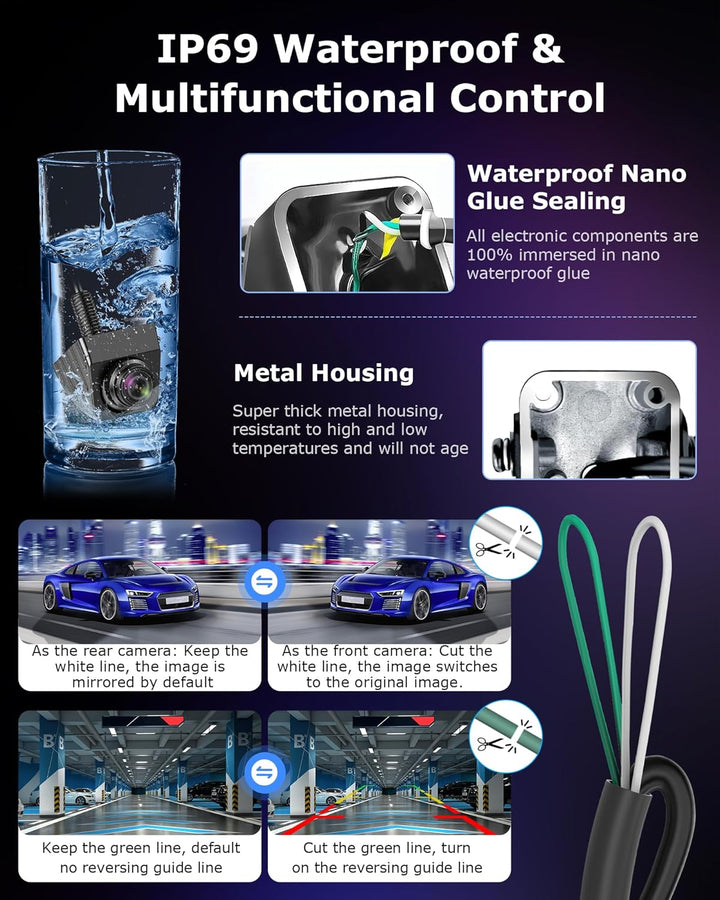 180° Weitwinkel Rückfahrkamera AHD 1080P Auto ruckfahrkamera Metallgehäuse 360° Einstellbar OEM Look