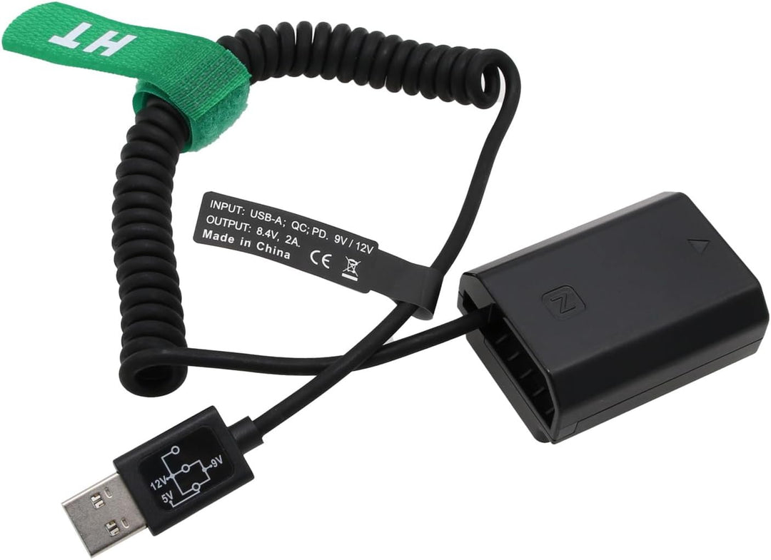 HangTon Power Bank 5V USB zu NP-FZ100 Dummy-Akku für Sony A9 A7R3 A7M3 A7S3 A7III A7RM3 A7RM4 A7SM3