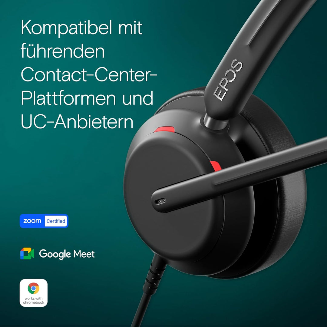 EPOS IMPACT 760 - Doppelseitiges USB C und USB A kabelgebundenes Büro Headset mit Noise Cancelling M