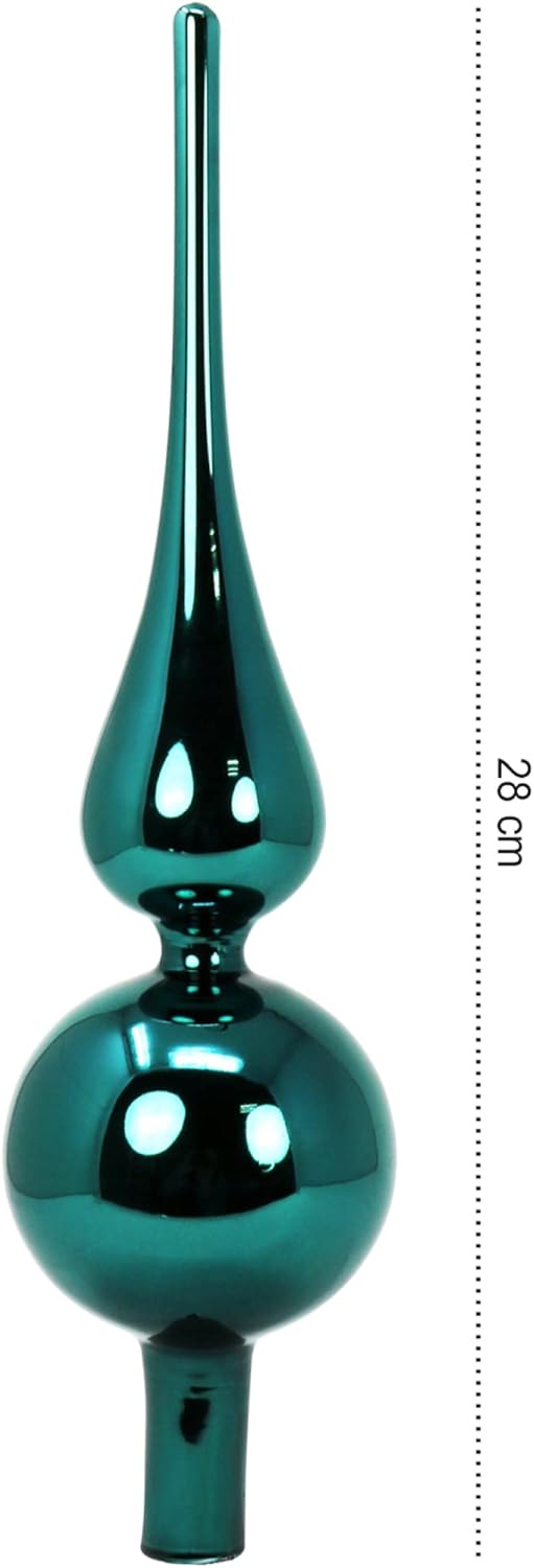 com-four® Christbaumspitze in blaugrün glänzend, Weihnachtsbaumspitze aus echtem Glas für Weihnachte