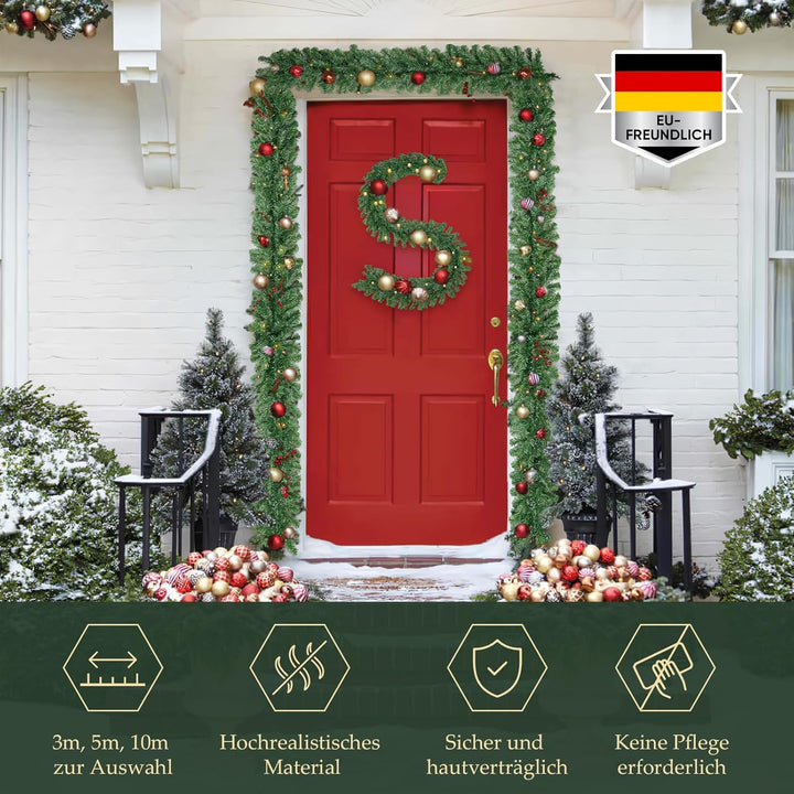 SALCAR Weihnachtsgirlande 3m – Künstliche Tannengirlande für Innen & Aussen, Tannenzweiggirlande als
