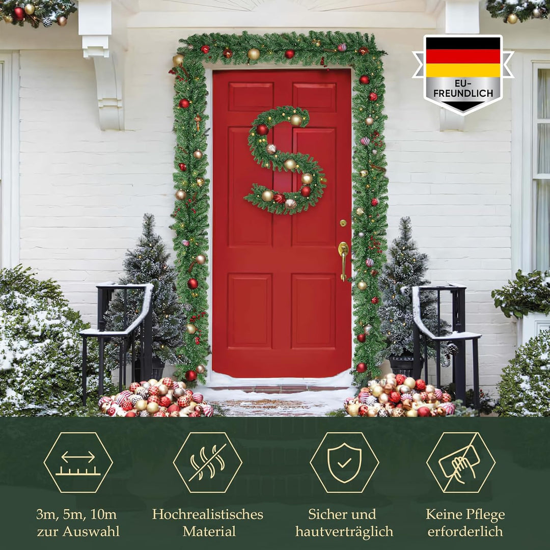 SALCAR Weihnachtsgirlande 3m – Künstliche Tannengirlande für Innen &amp; Aussen, Tannenzweiggirlande als