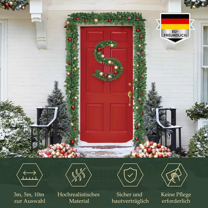SALCAR Weihnachtsgirlande 3m – Künstliche Tannengirlande für Innen &amp; Aussen, Tannenzweiggirlande als