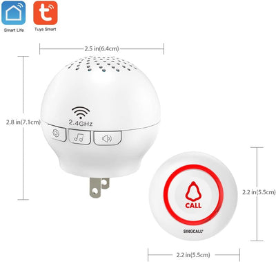 SINGCALL Tuya WiFi Drahtloses Rufsystem(Ausrüstungs-Upgrade),alarmsystem für ältere Menschen/Patient