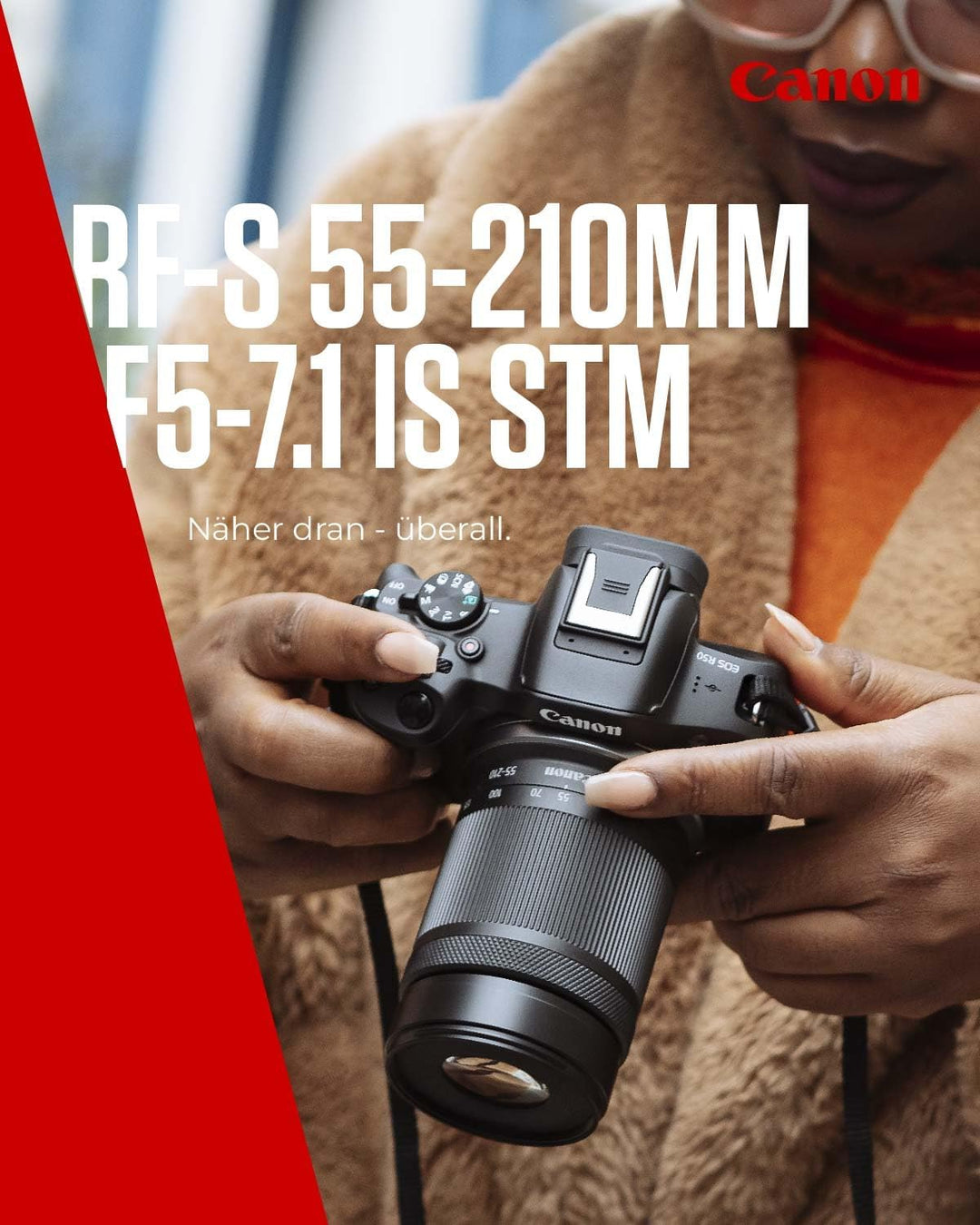 Canon RF-S 55-210mm F5-7.1 is STM Zoombjektiv für APS-C-Kameras der EOS R Serie (3,8-Fach Zoom, 2 UD