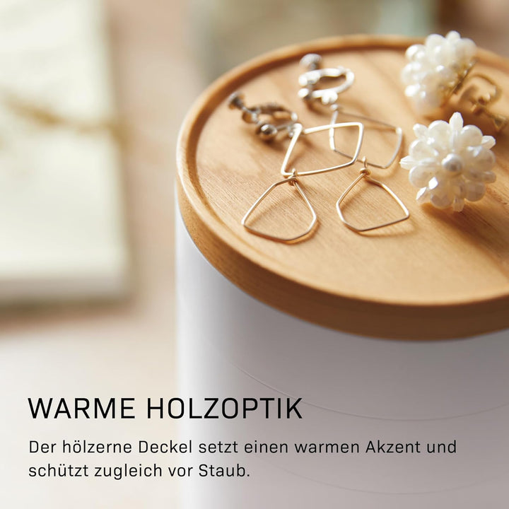 Yamazaki 5312 TOSCA Schmuckdose mit 5 Ebenen, weiss, Holz/Stahl/ABS Harz, Minimalistisches Design Ei