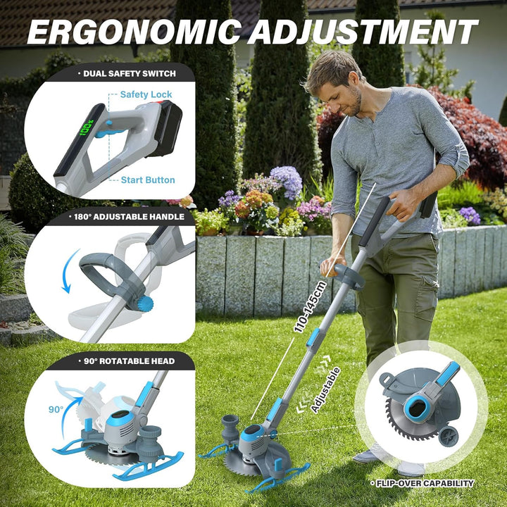 Rasentrimmer mit Akku für Makita Akkus, 2 in 1 Rasentrimmer/Kantenschneider | Freischneider Akku mit