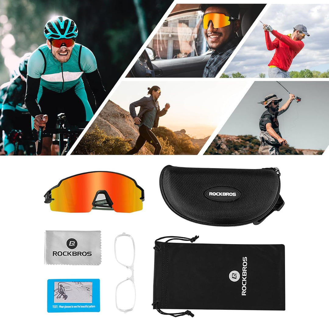 ROCKBROS Fahrradbrille UV 400 Sonnenbrille Photochromatisch Brille Klar Winddicht Sportsbrille für O