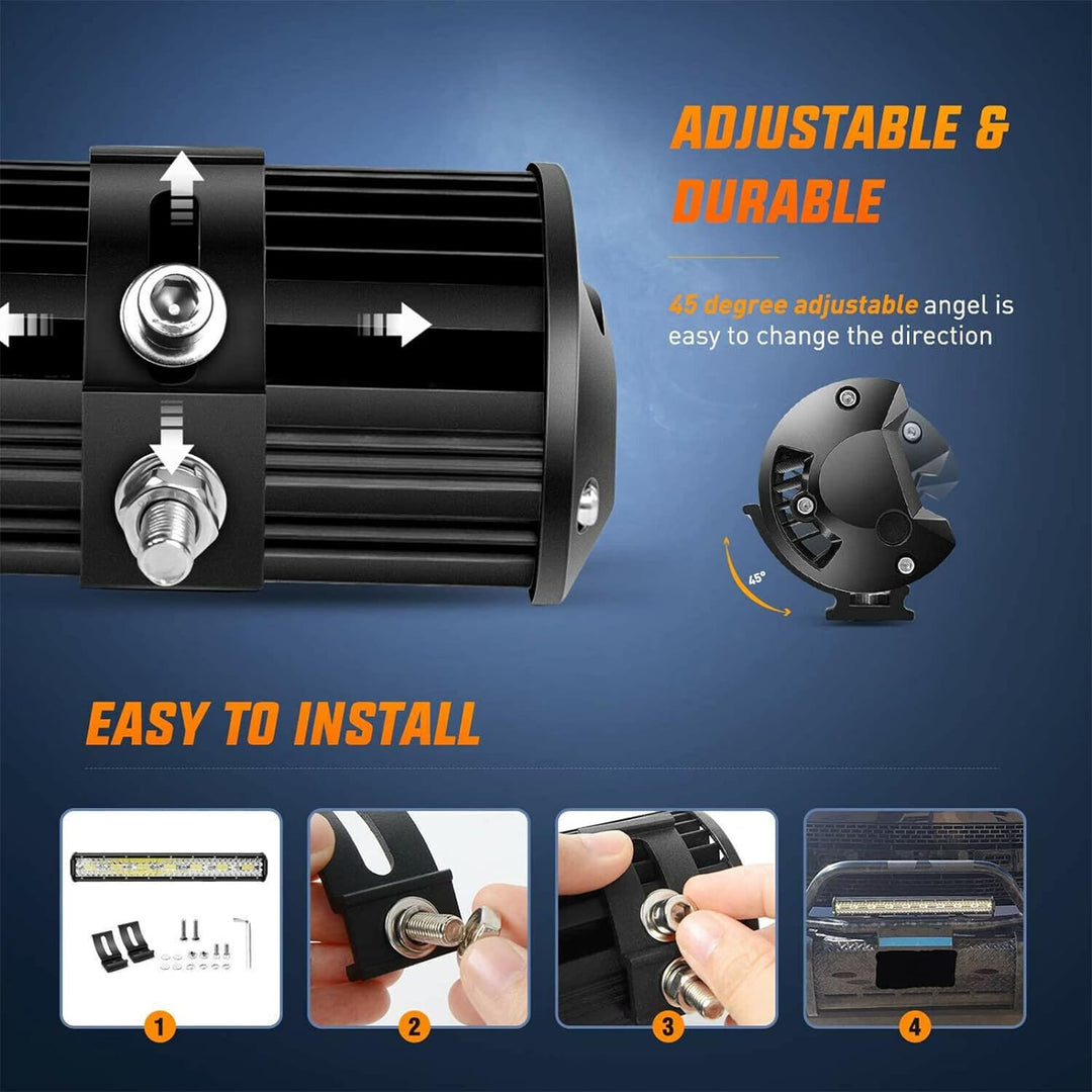 PICAA 20 Zoll 420W LED Lightbar Tri-Reihe LED Lichtbalken Arbeitsscheinwerfer 12V 24V 6000K Weiss Wa
