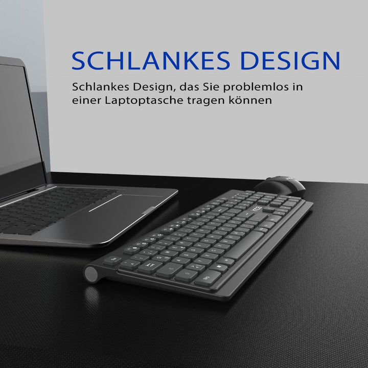 Kabelloses Tastatur Maus Set – inca IWS-519 Wireless Combo mit 12 Multimedia-Tasten, 2.4GHz Verbindu