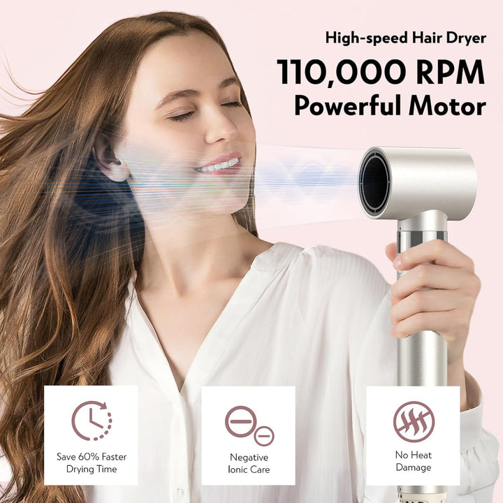 Slopehill Airstyler 5 IN 1, Ionen Föhn 110000 U/Min, Multifunktionaler Hairstyler, Lockenstab Automa