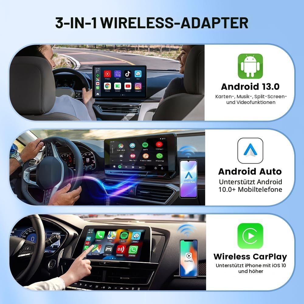 CarlinKit 2026 Wireless CarPlay & Android Auto AiBox Adapter, für Autos mit kabelgebundenem CarPlay,
