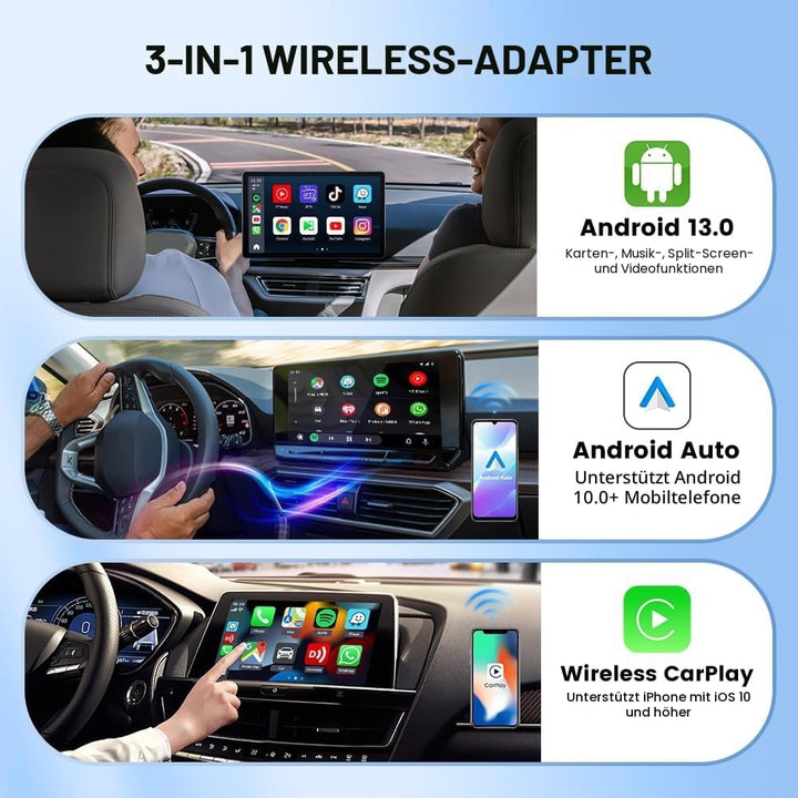 CarlinKit 2026 Wireless CarPlay & Android Auto AiBox Adapter, für Autos mit kabelgebundenem CarPlay,