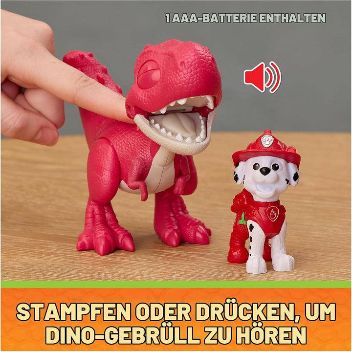 PAW PATROL: Der Dino Film, Roaring Pups, Marshall &amp; Rhabarber Dino-Figur, der durch Bewegung mit rea