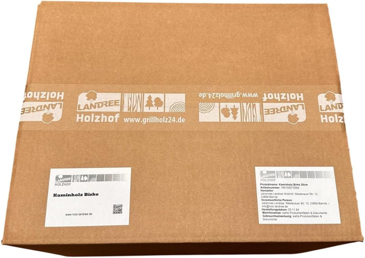 Landree® BIRKE 16Kg Kaminholz, Brennholz, Feuerholz, ofenfertig, ca 30cm Scheitlänge direkt vom Fami