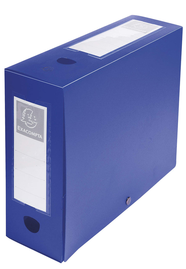 Exacompta 59932E Packung (mit 10 Archivboxen aus PP, mit Druckknopf, Rücken 100mm, DIN A4, mit Rücke