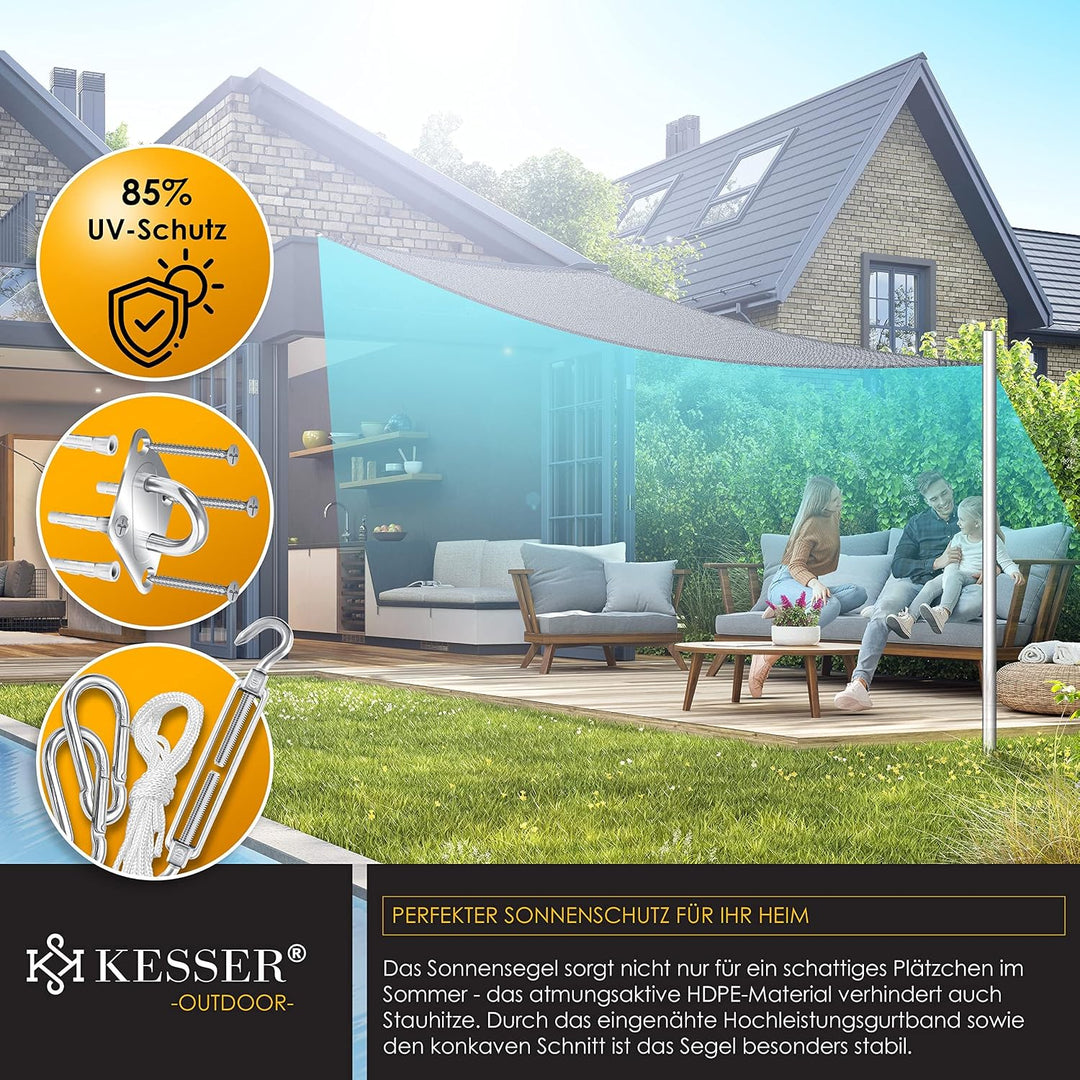KESSER® Sonnensegel Sonnenschutz Windschutz | HDPE Gewebe | wasserabweisend &amp; windabweisend | Dreiec