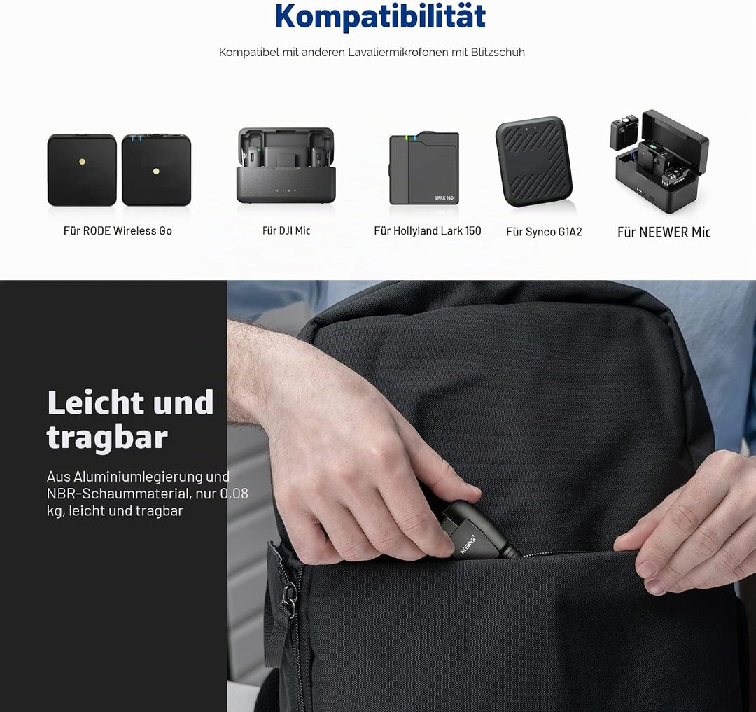 NEEWER 12"/30cm Teleskop Interview Mikrofongriff für Wireless Go, Lavalier Videomikrofon Handheld Ad