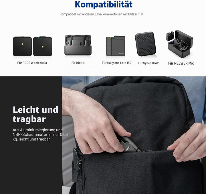 NEEWER 12"/30cm Teleskop Interview Mikrofongriff für Wireless Go, Lavalier Videomikrofon Handheld Ad
