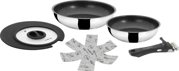 BRUNNER 0804036N Pfannen-Set aus Edelstahl, Academy Double Pan 22/20, geeignet für Gas