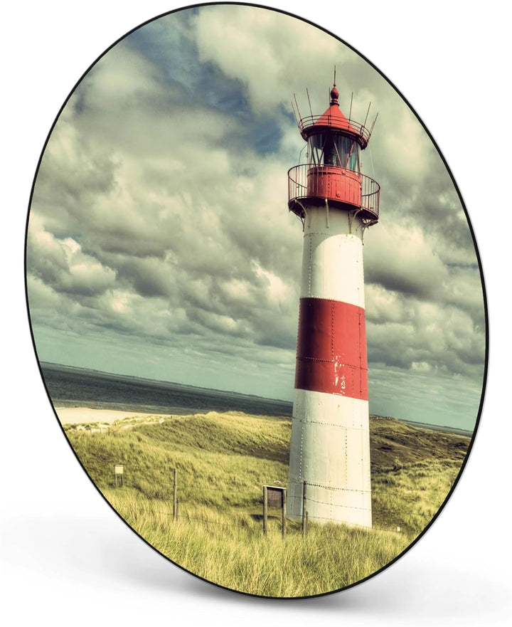 banjado® Design Magnettafel rund Grösse Ø 47cm mit Motiv Leuchtturm Sylt - magnetische Pinnwand/Magn