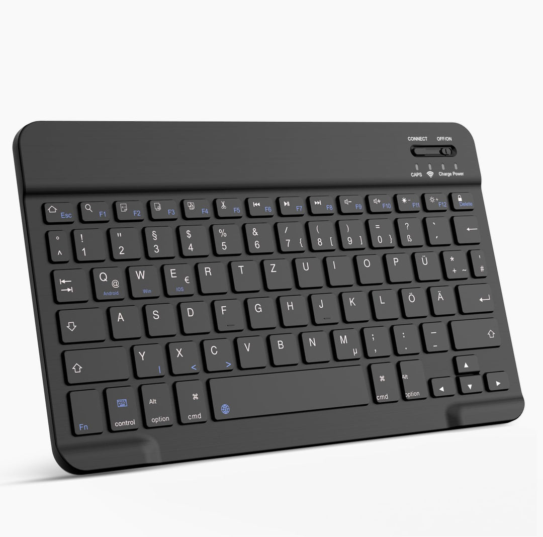 ZOYU Bluetooth Tastatur mit QWERTZ Layout für iPad Air, Pro, 10,2, 9,7, Mini, Tablets, PC, Windows,