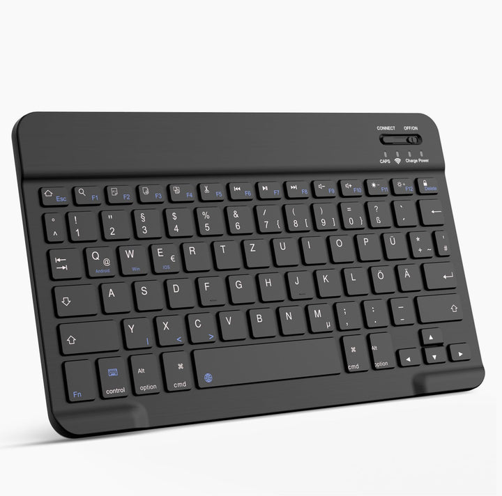 ZOYU Bluetooth Tastatur mit QWERTZ Layout für iPad Air, Pro, 10,2, 9,7, Mini, Tablets, PC, Windows,
