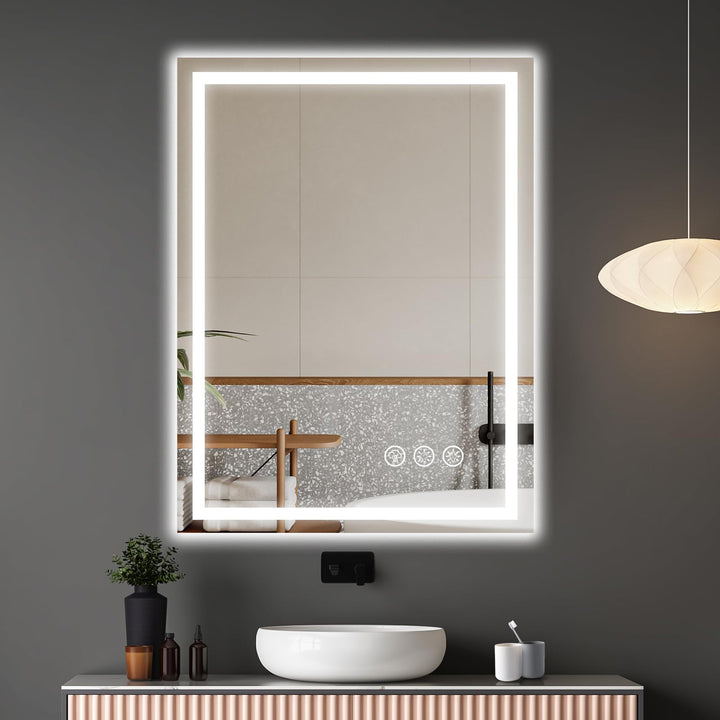 60x80cm Badspiegel mit Beleuchtung LED, Spiegel mit Light, Wandspiegel mit Frontbeleuchtung, Antibes