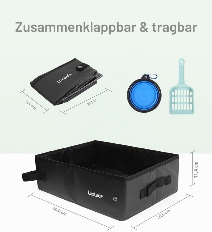 Luxtude Portable Litter Box for Cats, Collapsible with Travel Carrying Bag, No Odor and Waterproof f